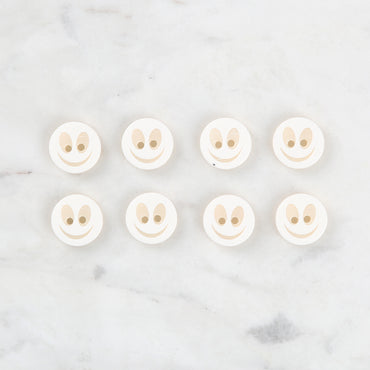 Loren Crafts 8'li Gülen Yüz Beyaz Düğme - 0518