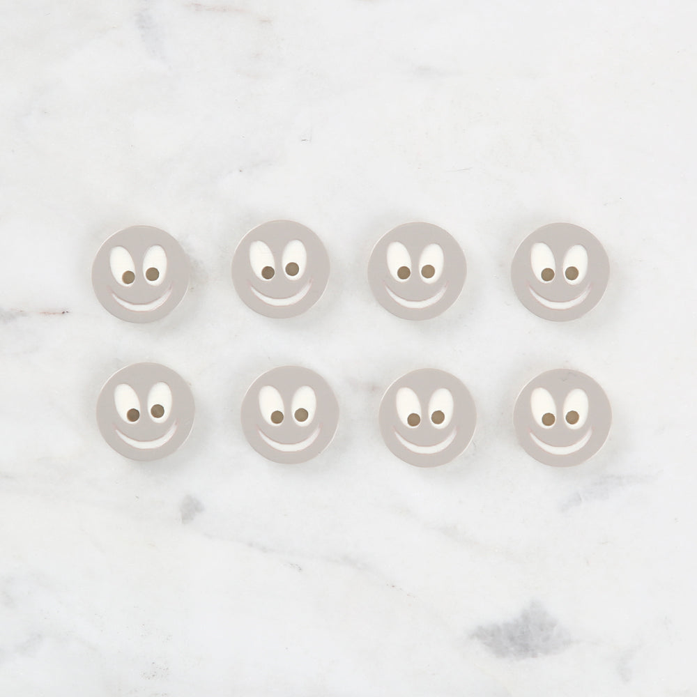 Loren Crafts 8'li Gülen Yüz Gri Düğme - 0519