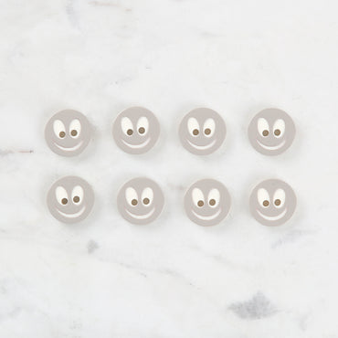 Loren Crafts 8'li Gülen Yüz Gri Düğme - 0519