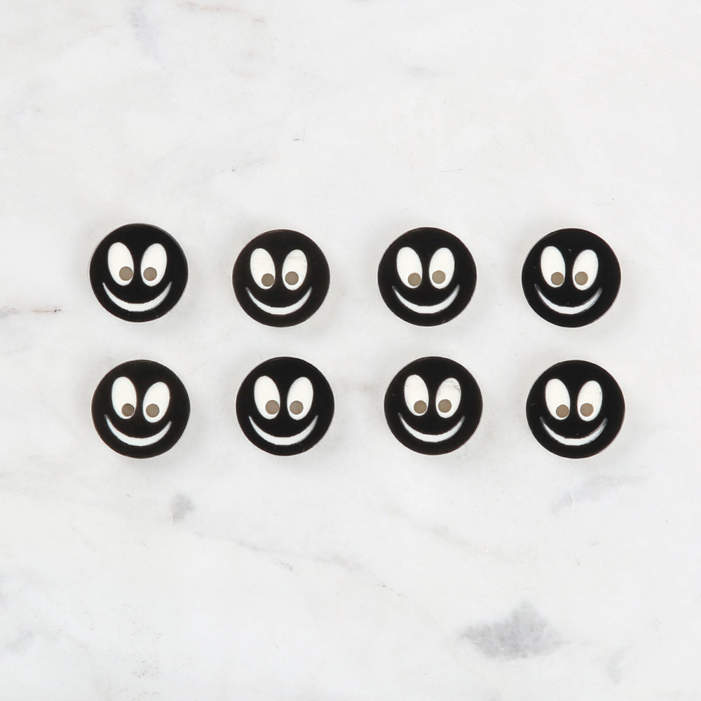 Loren Crafts 8'li Gülen Yüz Siyah Düğme - 0522