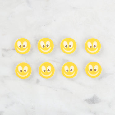 Loren Crafts 8'li Gülen Yüz Sarı Düğme - 0528