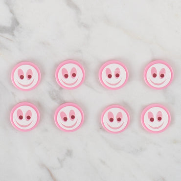 Loren Crafts 8'li Gülen Yüz Pembe Düğme - 541