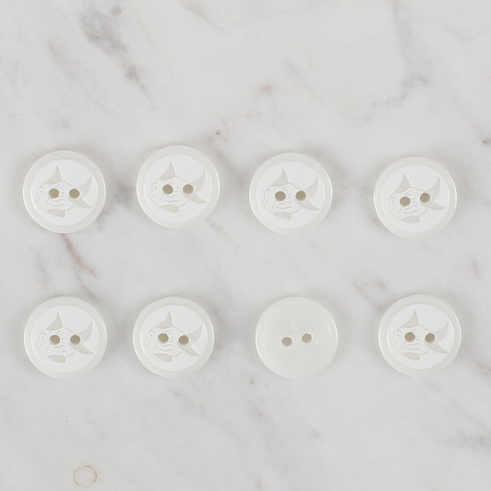 Loren Crafts 8'li Beyaz Balık Düğme - 568