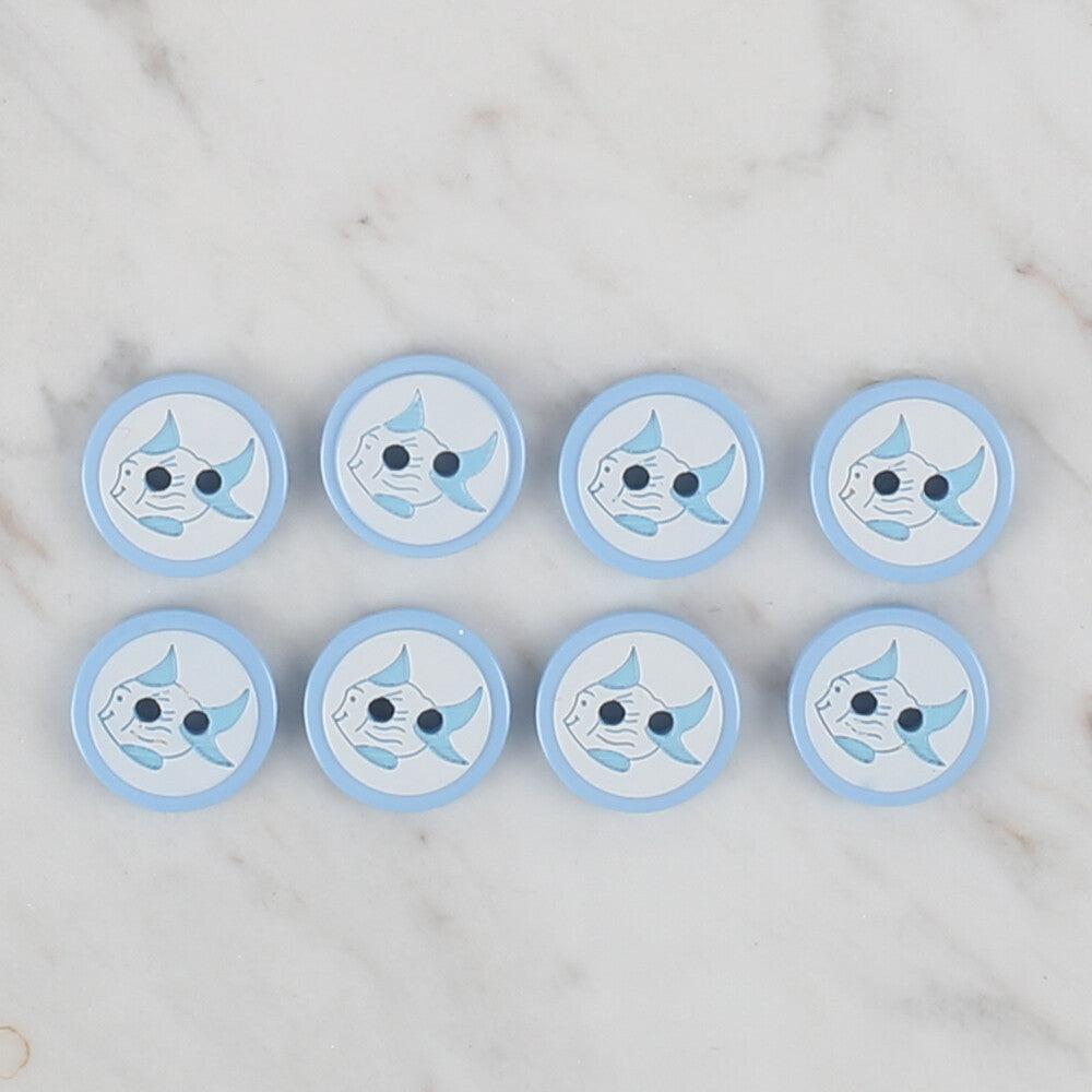 Loren Crafts mavi 8'li balık düğme - 575