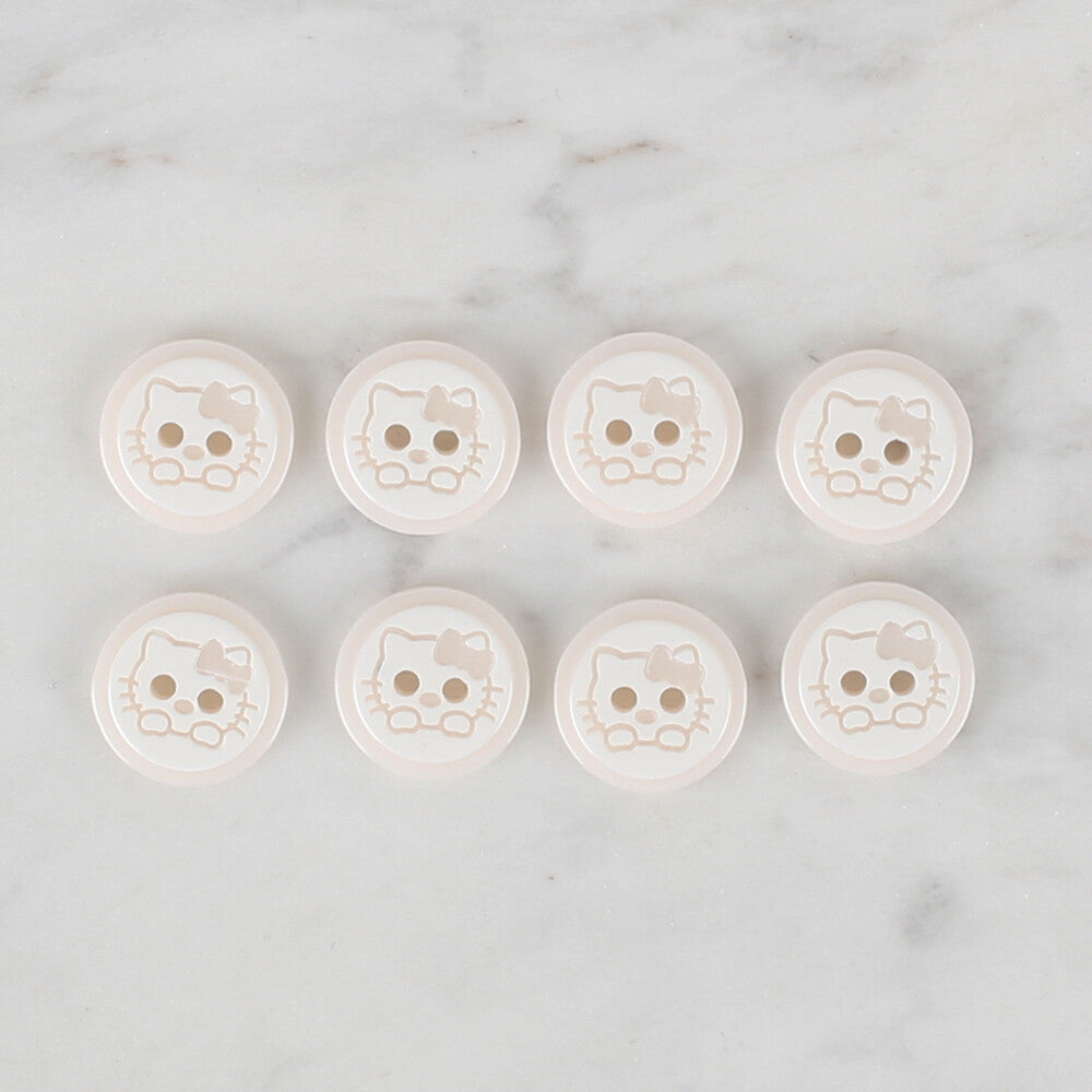 Loren Crafts 8'li Beyaz Kedi Düğme - 580