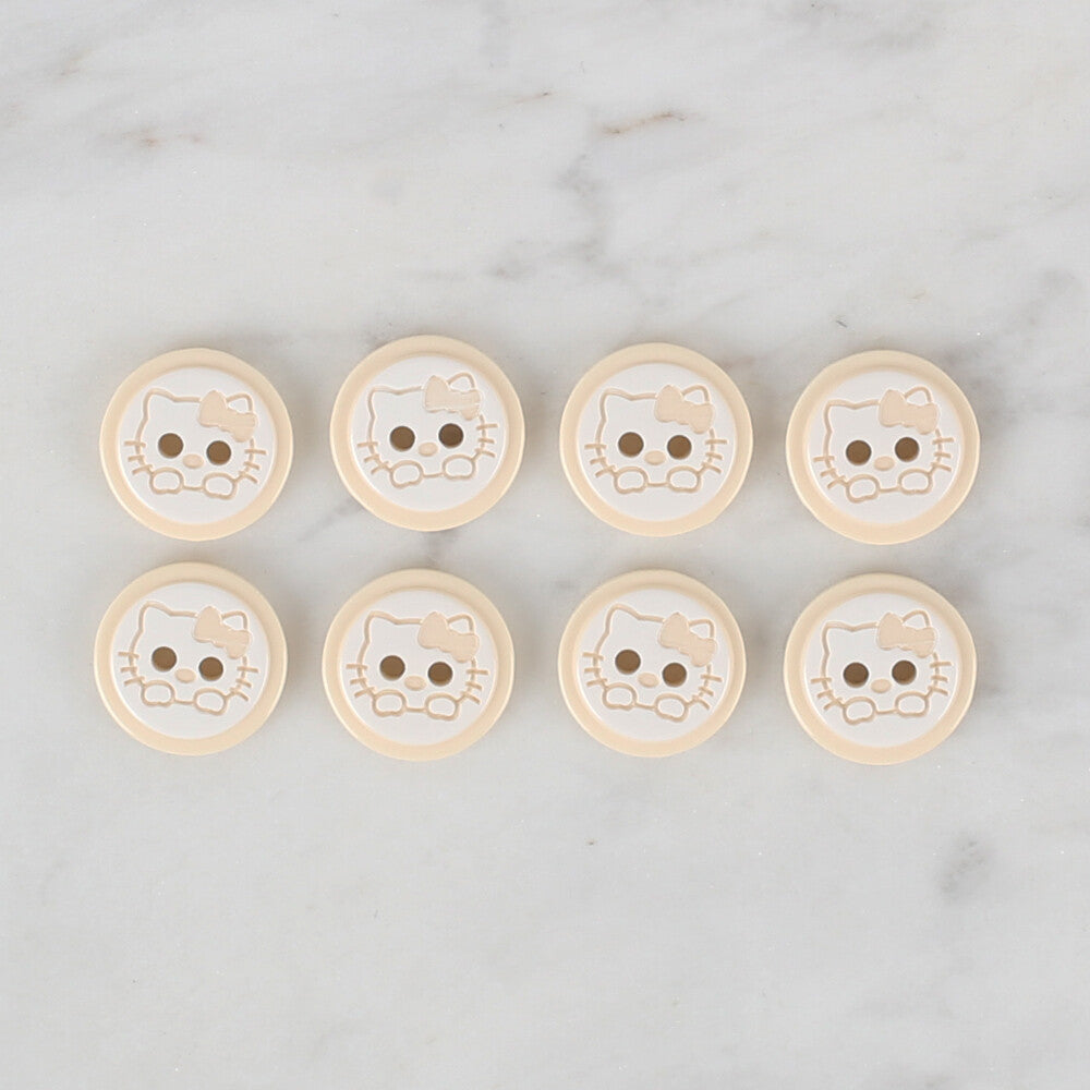 Loren Crafts 8'li Krem Kedi Düğme - 581