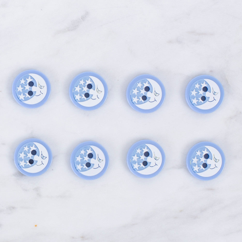 Loren Crafts 8'li Ayyıldız Mavi Düğme - 0617