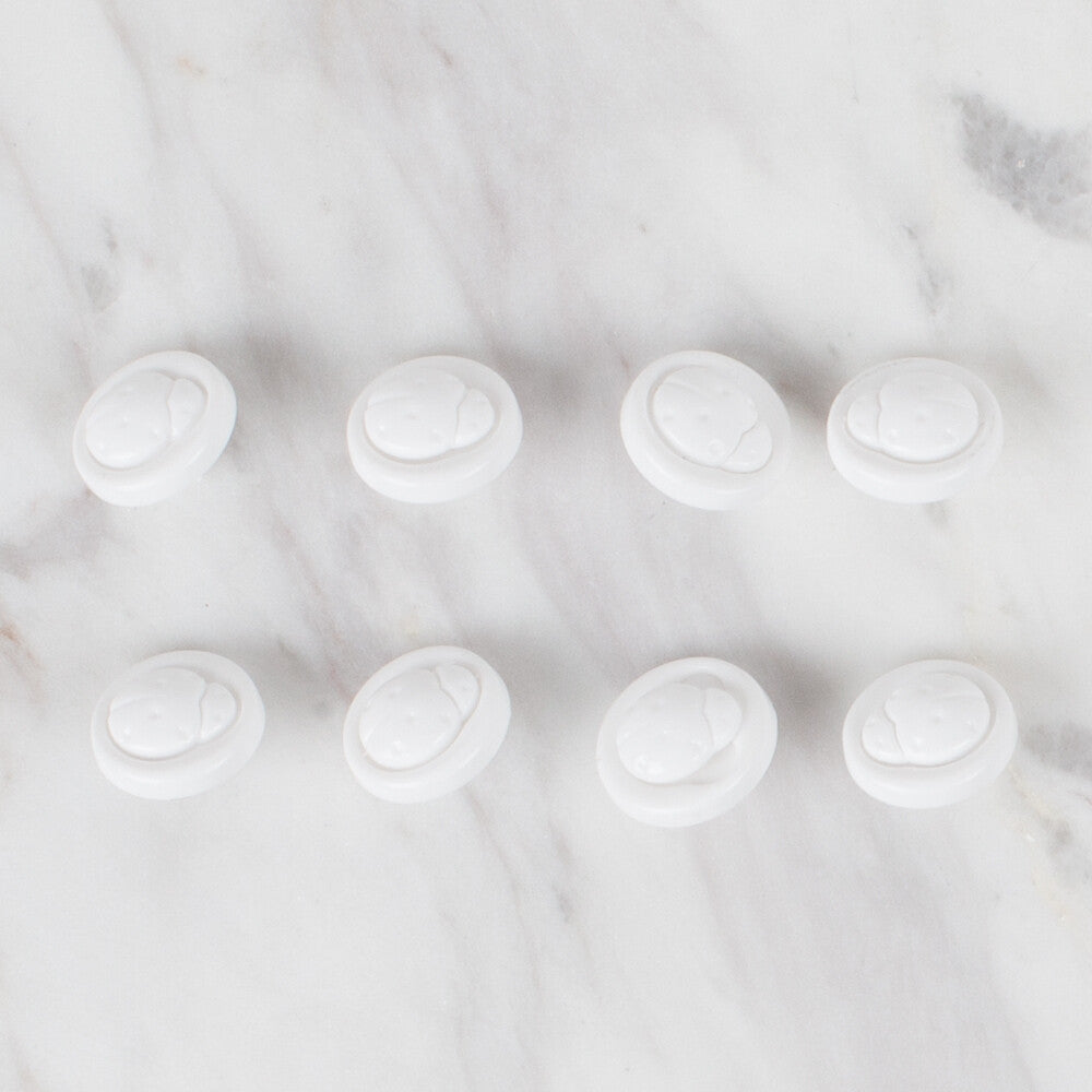 Loren Crafts 8'li Beyaz Uğur Böceği Düğme - 639