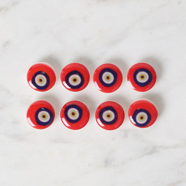 Loren Crafts 8'li Kırmızı Nazar Boncuğu Düğme - 688