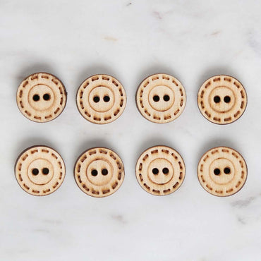 Loren Crafts 8'li Ahşap Düğme Çizgi Baskılı - 1752