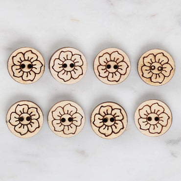Loren Crafts 8'li Ahşap Düğme Çiçek - 1754
