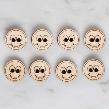 Loren Crafts 8'li Ahşap Düğme Gülen Yüz - 1755