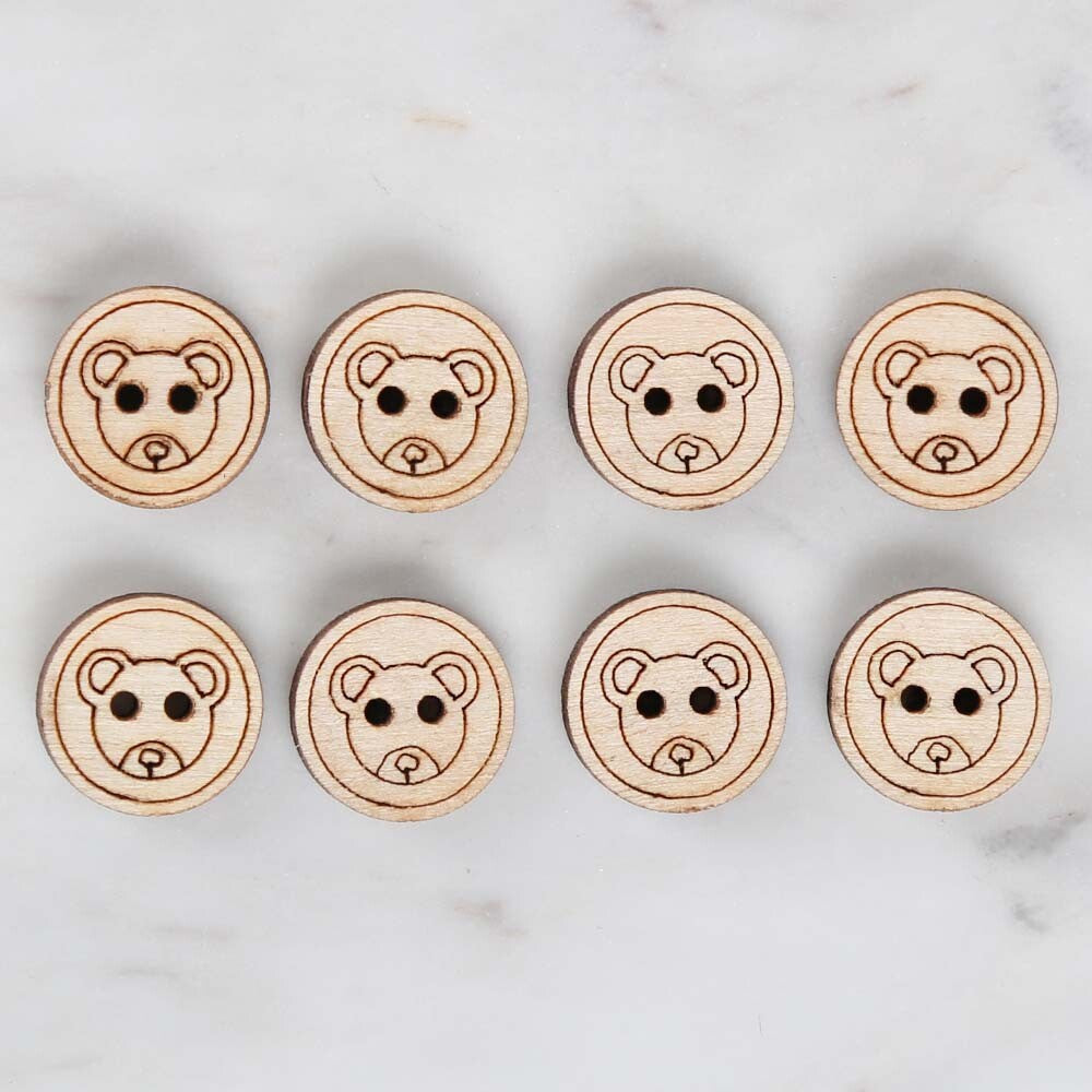 Loren Crafts 8'li Ahşap Düğme Ayıcık - 1756