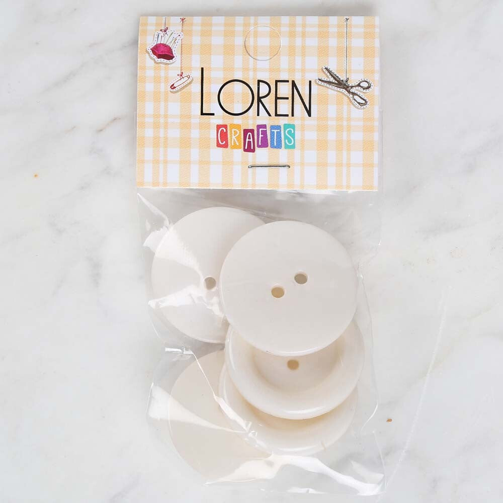 Loren Crafts 5'li Beyaz Büyük Düğme - 1785