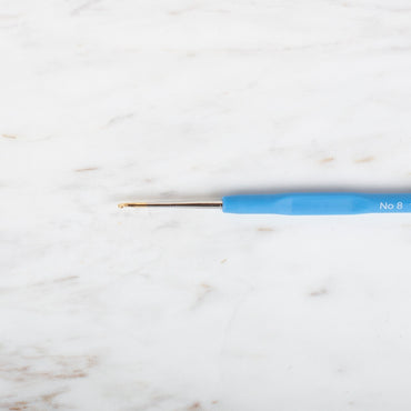 Yabalı Altın Uçlu Elastik Saplı Mavi Dantel Tığ No. 8 1.25mm