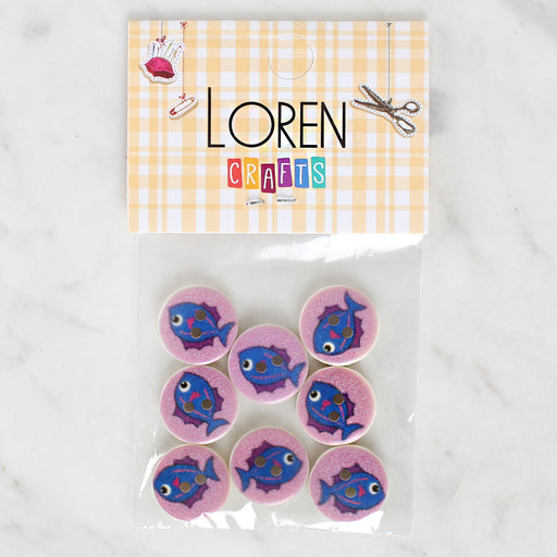 Loren Crafts 8'li Balık Düğme - 1163