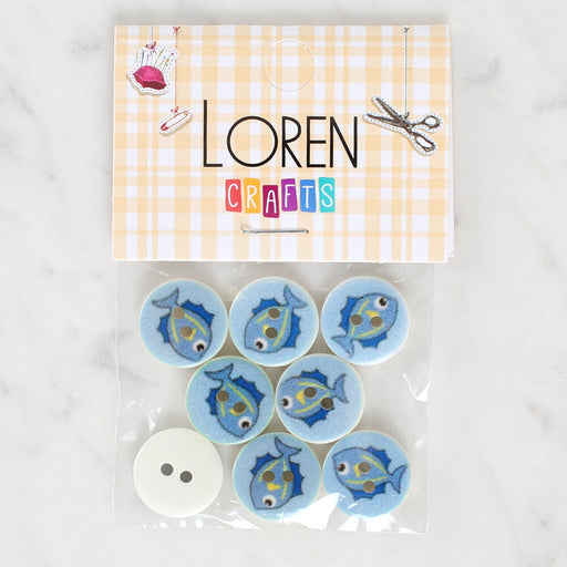 Loren Crafts 8'li Balık Düğme - 1182
