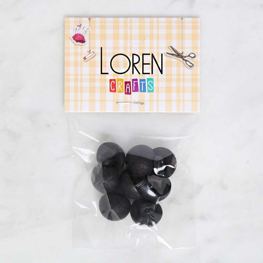 Loren Crafts 8'li Mat Plastik İnci Düğme Siyah - 1800