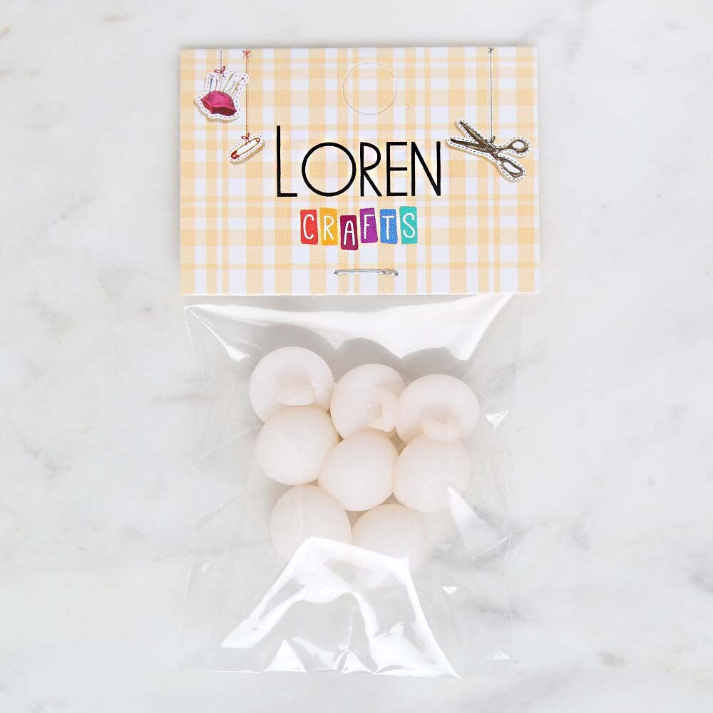 Loren Crafts 8'li Beyaz Düğme - 1801