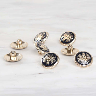 Loren Crafts 8'li Sarı Metal, Blazer Ceket Kol Düğmesi Lacivert - 1813