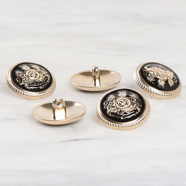 Loren Crafts 5'li Sarı Metal, Blazer Ceket Düğmesi Siyah - 1815