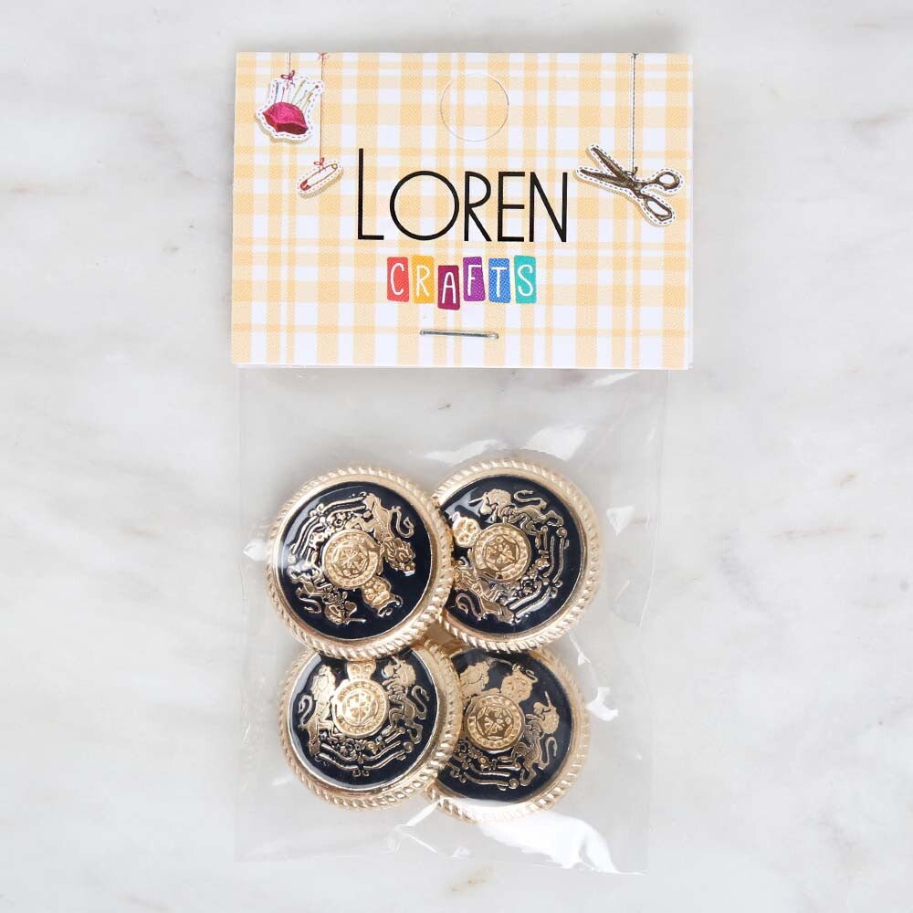 Loren Crafts 4'lü Sarı Metal, Blazer Ceket Düğmesi Lacivert - 1818
