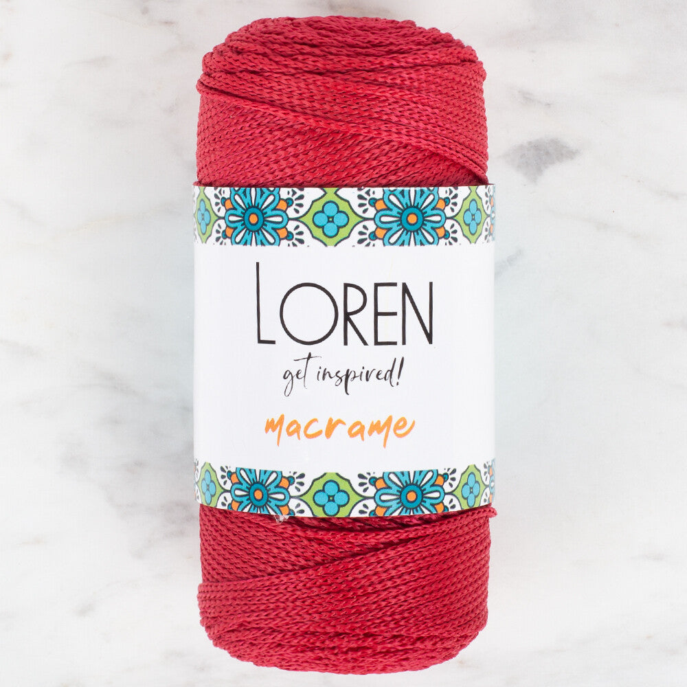 Loren Macrame Koyu Kırmızı El Örgü İpi - RM 0105