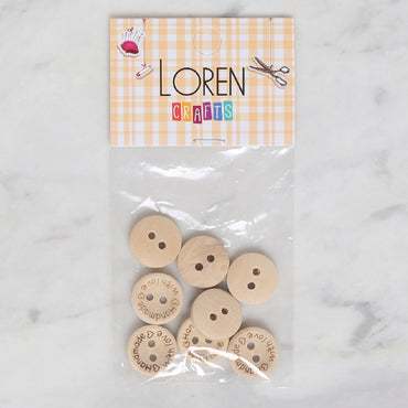 Loren Crafts 8'li Ahşap Düğme Handmade Yazılı