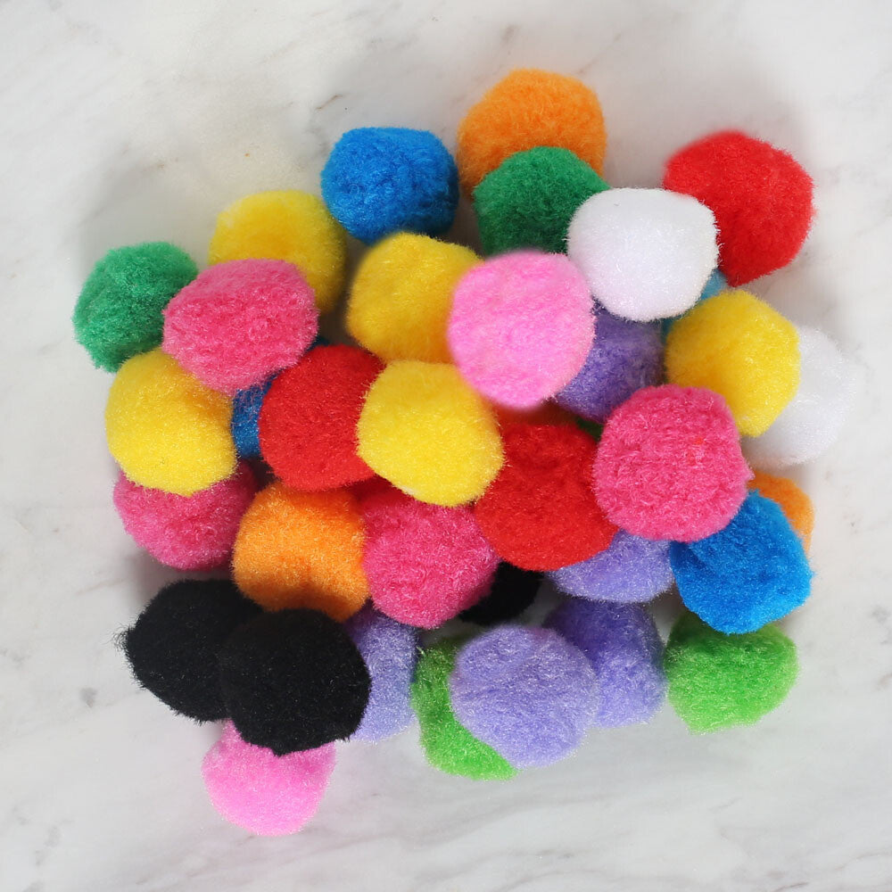 LOREN CRAFTS 3 CM 100 ADET KARIŞIK PONPON