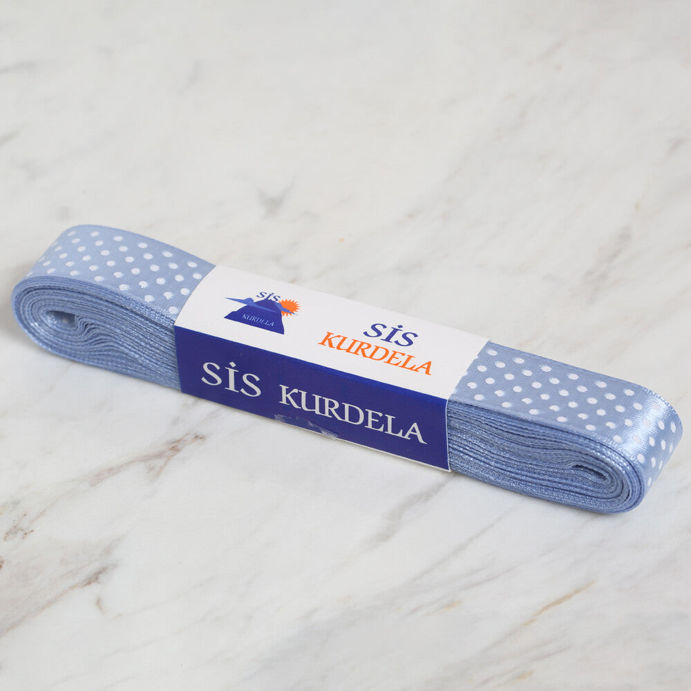 Loren Crafts 2 cm 10 mt Mavi Saten Puantiyeli Kurdele