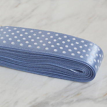 Loren Crafts 2 cm 10 mt Mavi Saten Puantiyeli Kurdele
