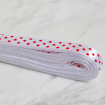 Loren Crafts 1 cm 10 mt Beyaz Saten Puantiyeli Kurdele