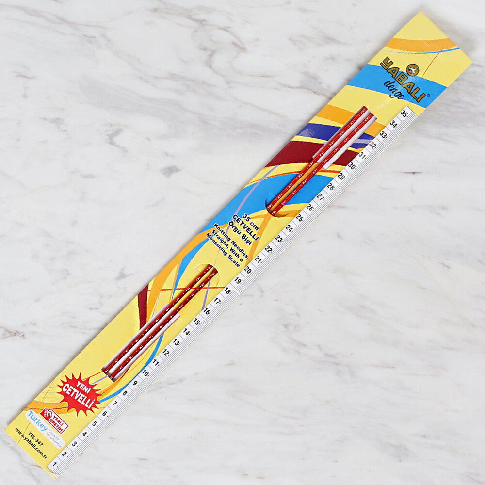 Yabalı 3 mm 35 cm Kırmızı Cetvelli Örgü Şişi - YBL-347
