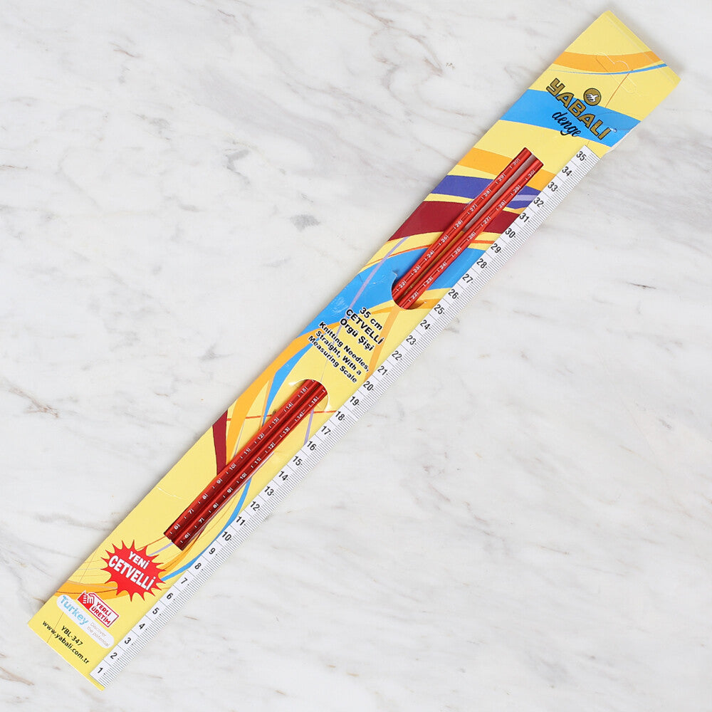 Yabalı 6 mm 35 cm Kırmızı Cetvelli Örgü Şişi - YBL-347
