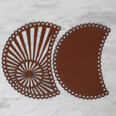 Loren Ahşap Oymalı Desenli Makoron Çanta Yanı Plakası