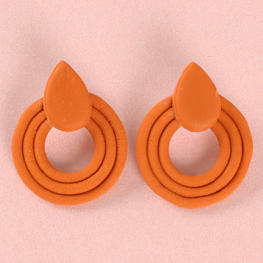 Clotho El Yapımı Yuvarlak Damlalı Turuncu Küpe