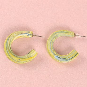 Clotho El Yapımı Halka Yeşil Küpe