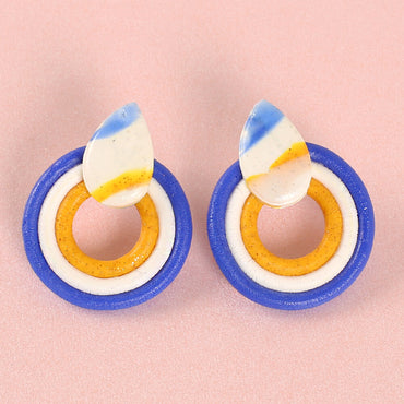 Clotho El Yapımı Yuvarlak Damlalı Nazar Boncuğu Mavi Küpe