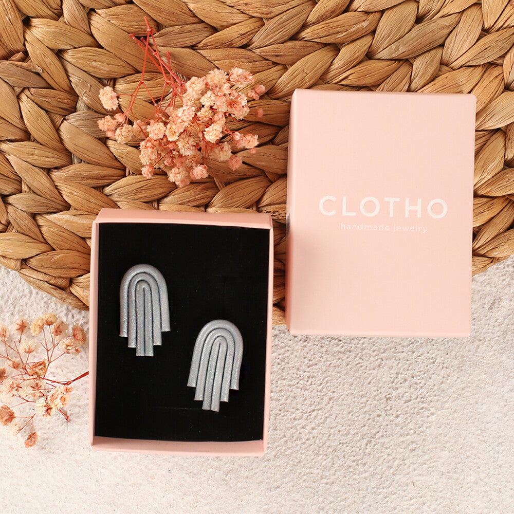 Clotho El Yapımı Gökkuşağı Ebruli Küçük Küpe