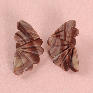 Clotho El Yapımı İstiridye - Kalp Kahverengi Küpe