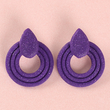 Clotho El Yapımı Yuvarlak Damlalı Mor Küpe