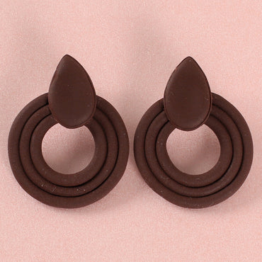 Clotho El Yapımı Yuvarlak Damlalı Kahverengi Küpe