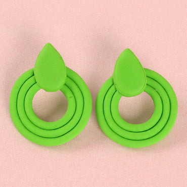 Clotho El Yapımı Yuvarlak Damlalı Neon Yeşil Küpe