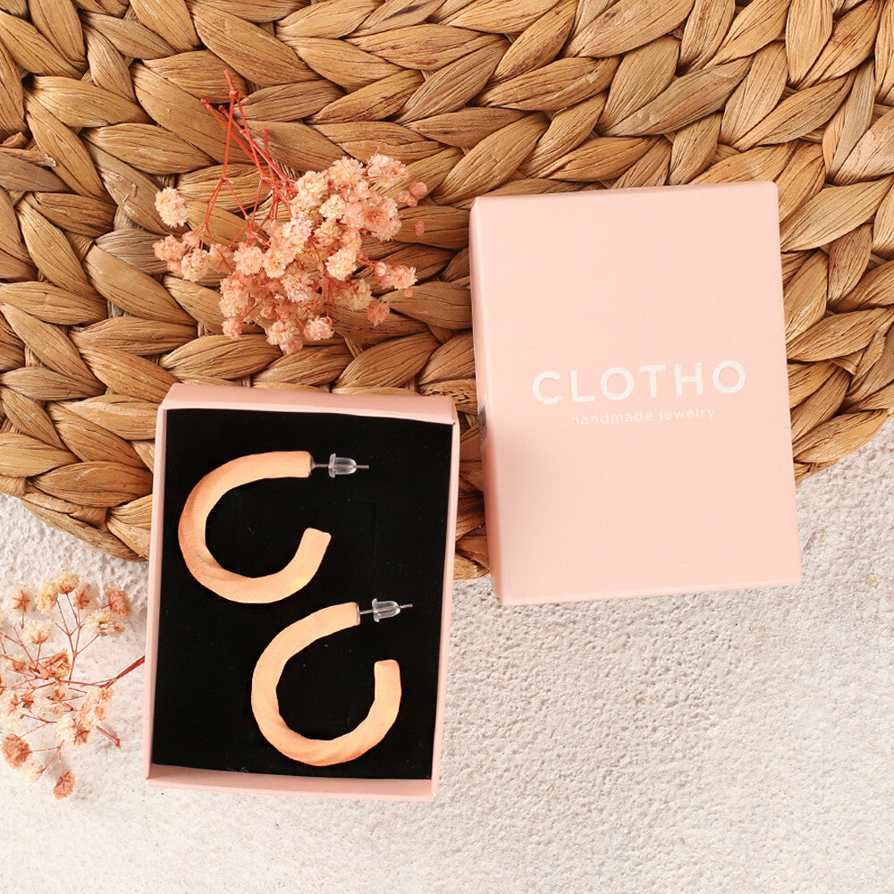 Clotho El Yapımı Halka Somon Küpe