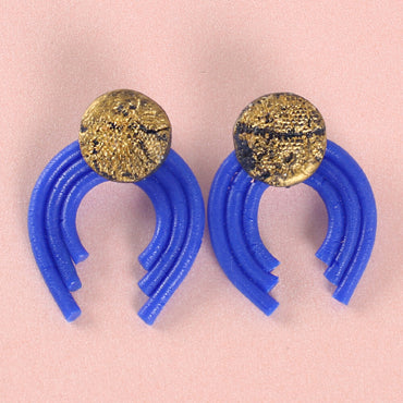 Clotho El Yapımı Yuvarlak Mavi Küpe