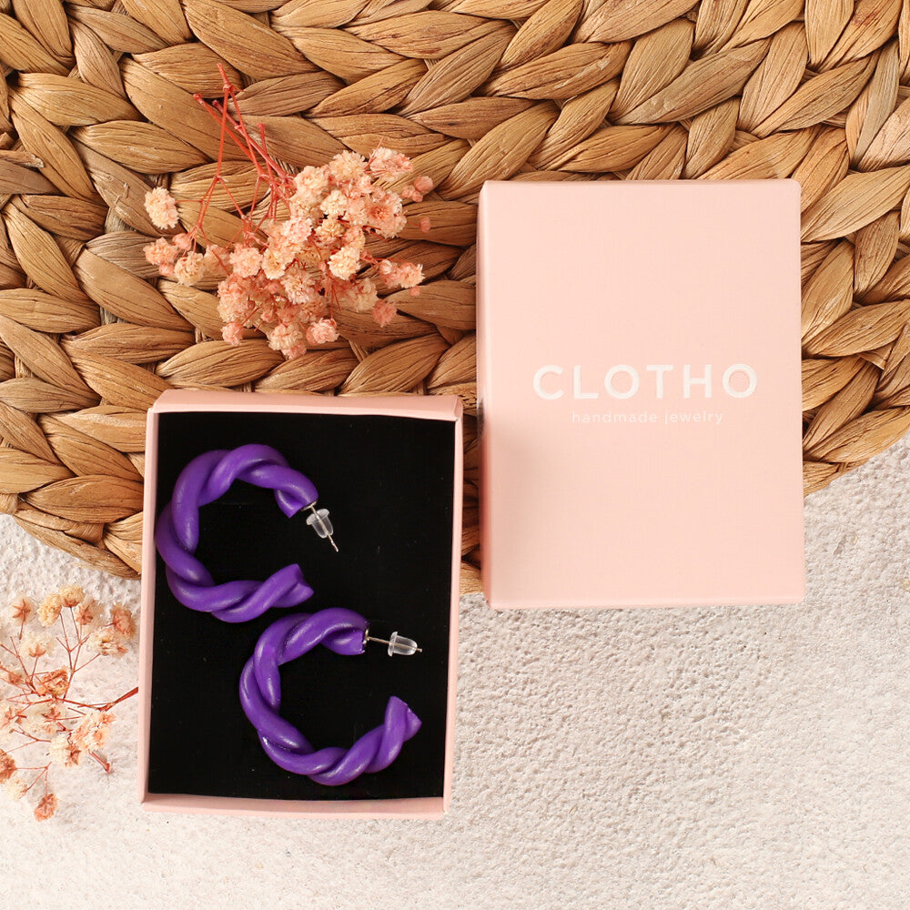 Clotho El Yapımı Halka Mor Küpe