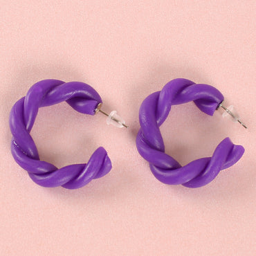 Clotho El Yapımı Halka Mor Küpe