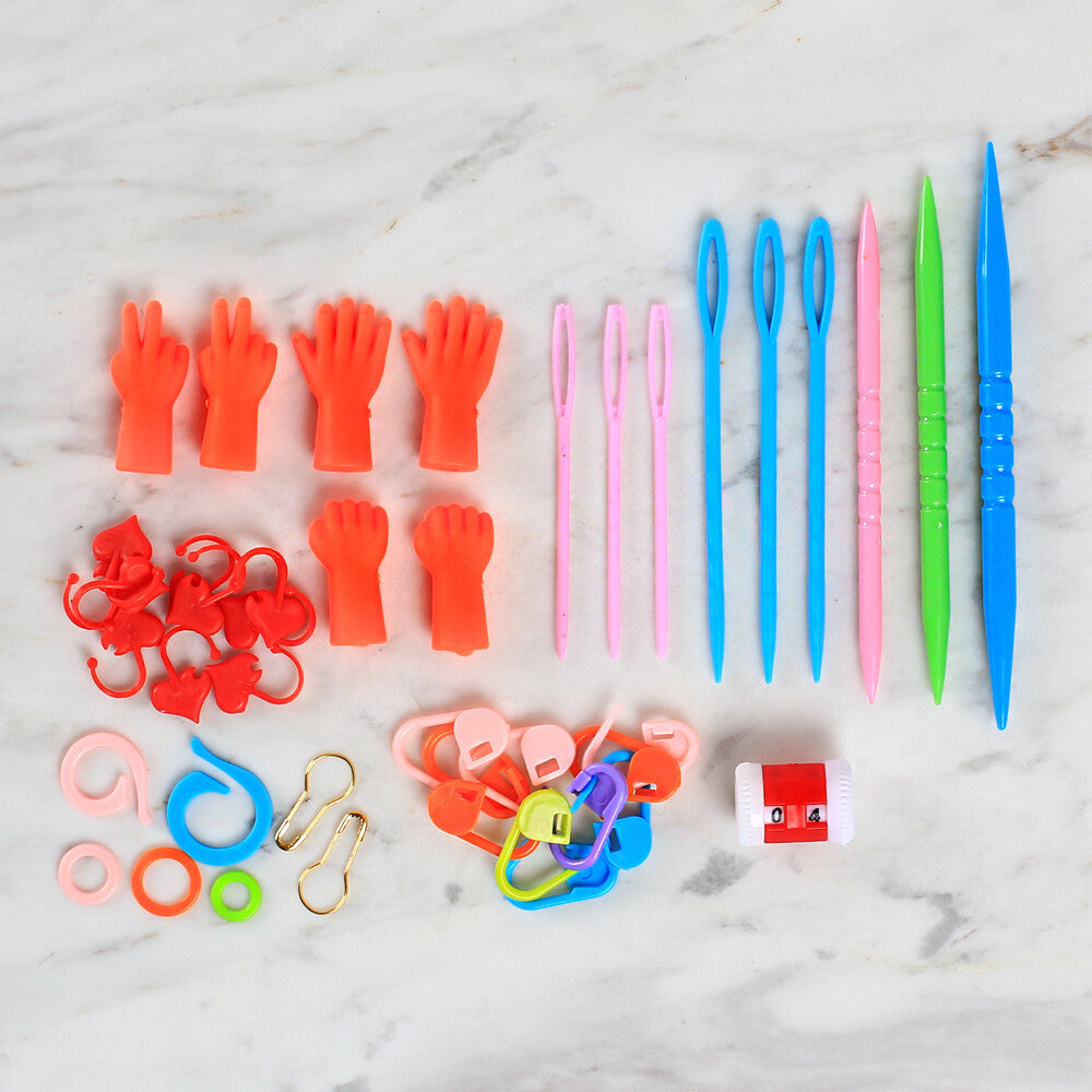 Loren Çantalı Tığ ve Örgü Aksesuarları Seti- Fil Desenli