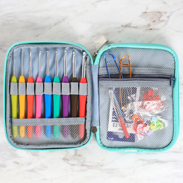 Loren Çantalı Tığ ve Örgü Aksesuarları Seti-Çiçek Desenli