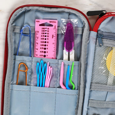 Loren Çantalı Tunus Tığı ve Örgü Aksesuarları Seti-Geyik Desenli